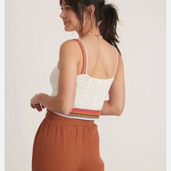 Marine Layer Caro Crochet Multicolor Striped Crop Tank Top NWT Size Extra Large - Picture 2 of 7